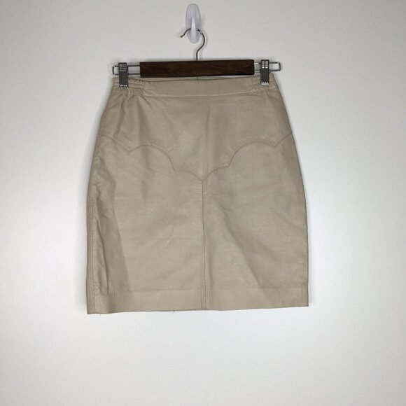 G. de V. Tan leather skirt 32 - Picture 1 of 7